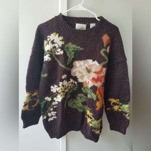 Woman's Express Hand knitted flower wool sweater
